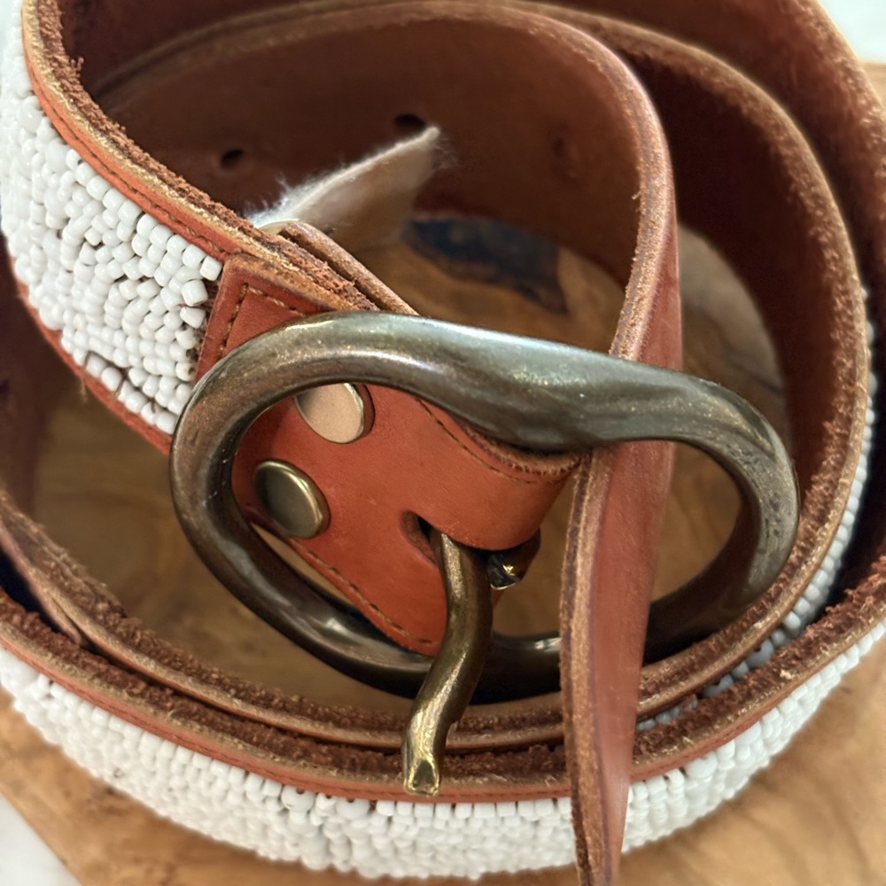 Lucky Brand Beaded Brown Leather Belt - Picture 7 of 10